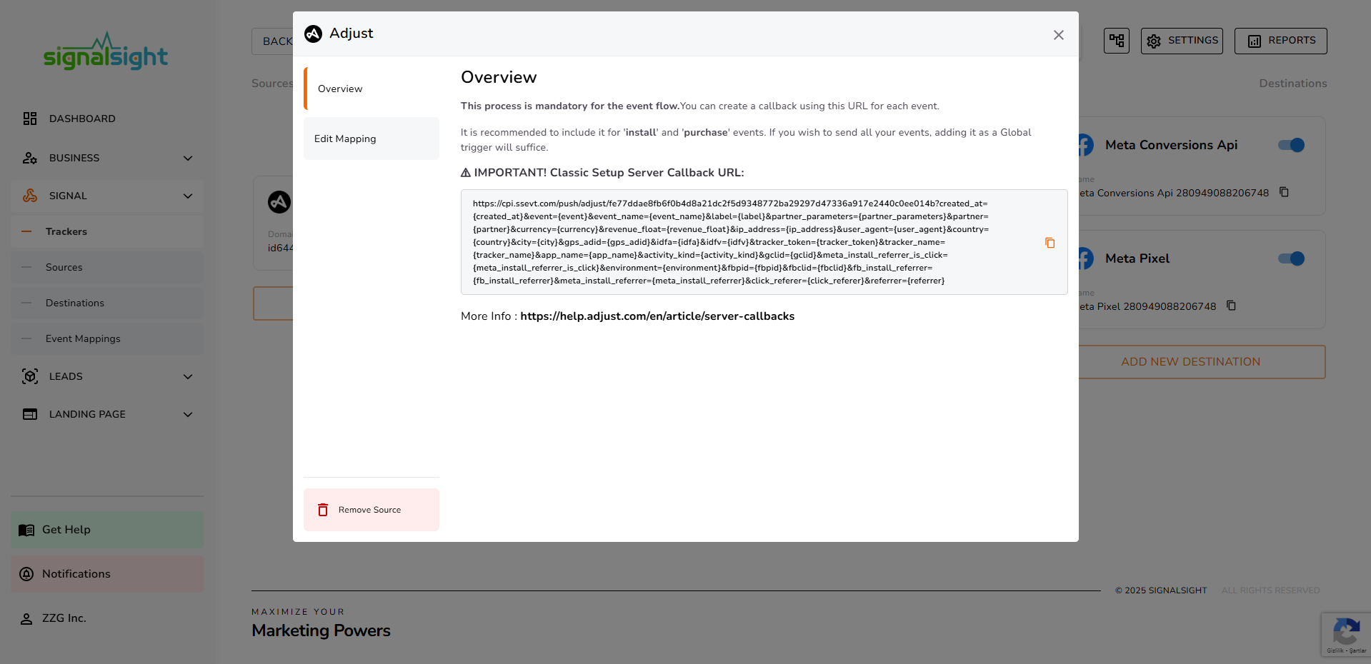 SignalSight Web2App for Adjust