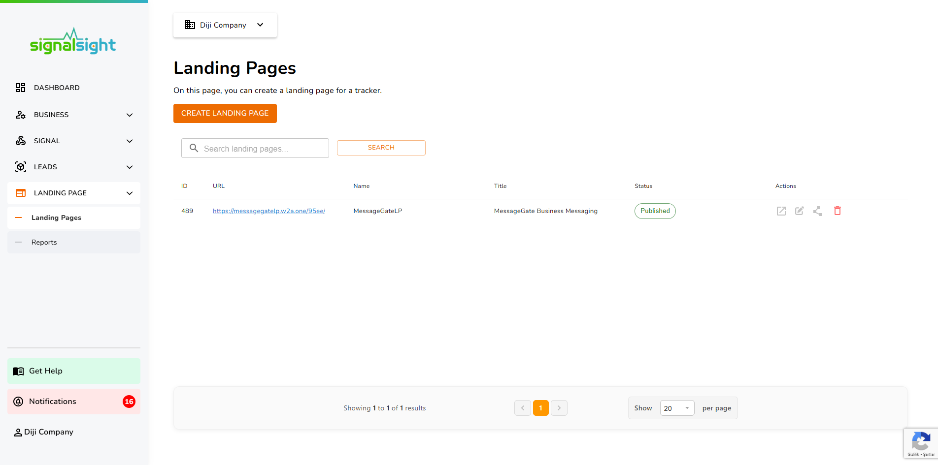 Tracker Creation and Landing Page Dashboard