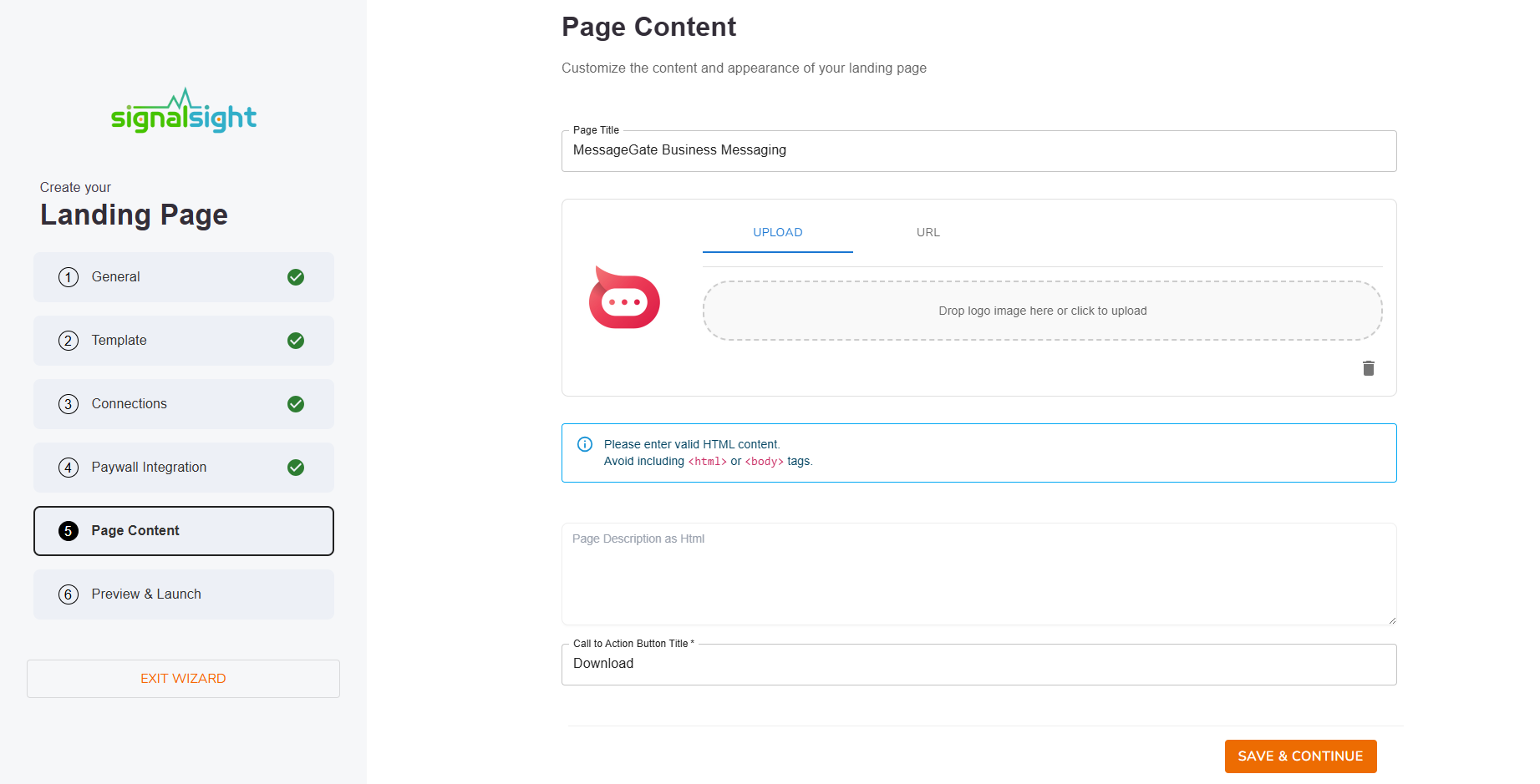 Connections and Integrations Step