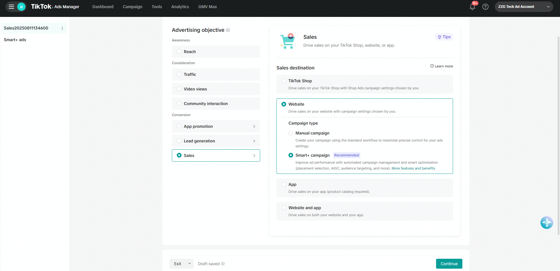 TikTok Web2App Campaign Creation